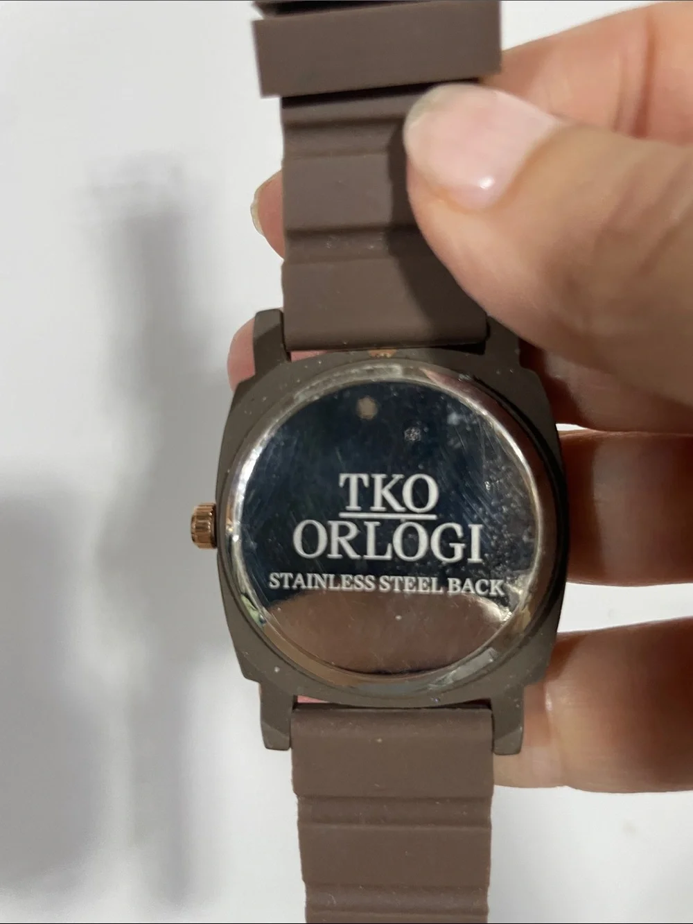 TKO Brown Silicone Strap Watch with Rose Gold Accents